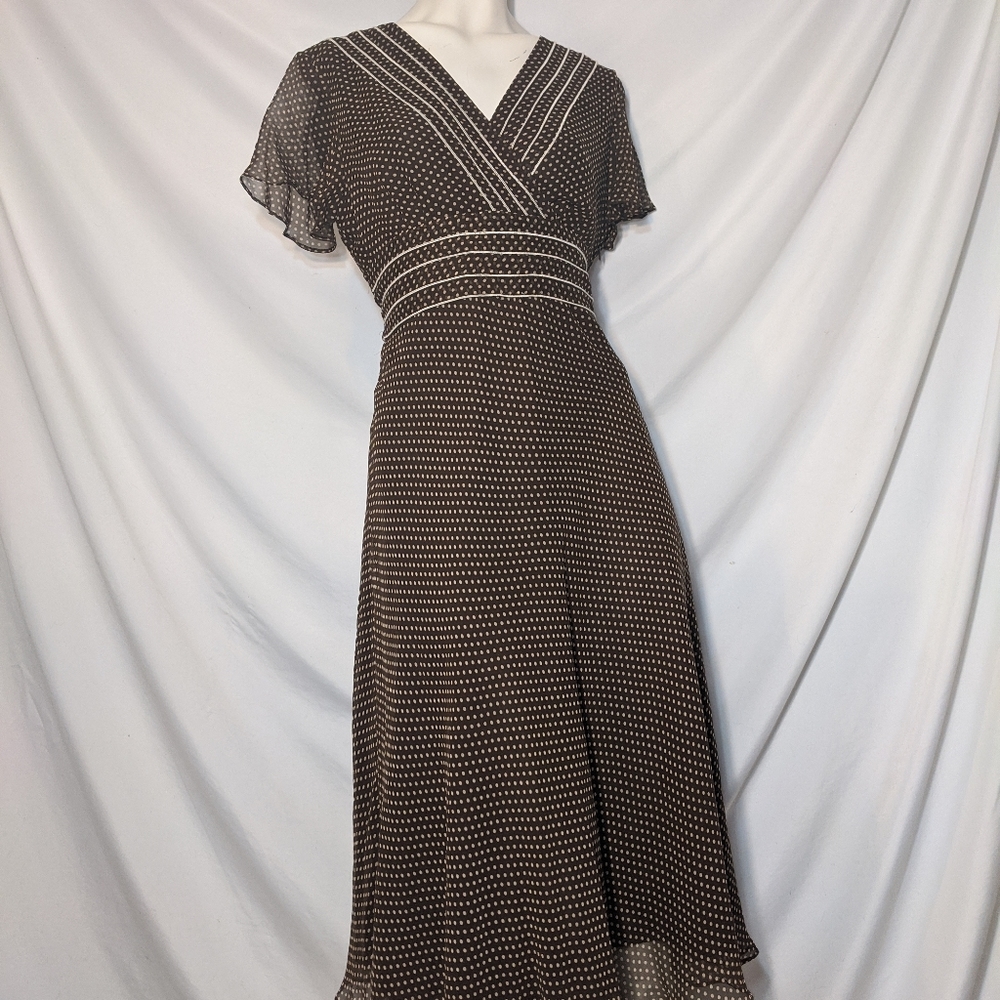 Adrianna Papell | silk polka dot dress | size 6